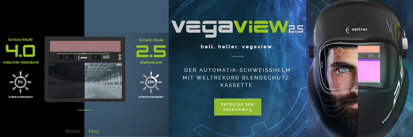 Optrel ~ Optrel vegaview 2.5 - Automatik-Schweisshelm mit Weltrekord-Blendschutz-Kassette ~ 110AHO0072