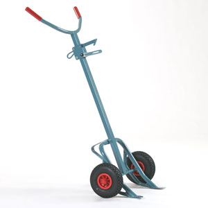 Fasskarre mit verstellbarem Fassgreifer - Luftbereifung 260 Ø × 85 mm, Tragkraft 400 kg, Lenkrolle mit Totalstopp, ohne Stützrad | Transportmittel