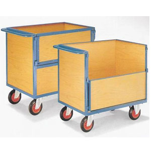 Carro caja de madera con una tapa - Diseño totalmente soldado, dimensión de llenado 800x400 mm, superficie de carga: 1000 × 700 mm con tapa | Medios de transporte