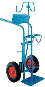 Steel cylinder trolley F2 for 2 steel cylinders 40-50 litres/210-230 Ø, with fold-out storage support ~ Bottle trolley
