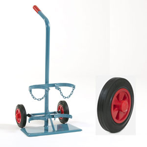 Steel cylinder trolley F7 with solid rubber wheels 200 x 50 Ø without tool box ~ Bottle trolley
