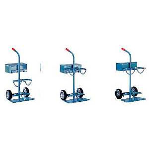 Steel bottle trolley F7 with pneumatic wheels 210 x 65 Ø with tool box ~ Bottle trolley