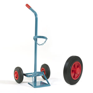 Stahlflaschenwagen F1 für 1 Stahlflasche mit Standplatte und mit Vollgummirädern 200 x 50 Ø ~ Flaschenwagen