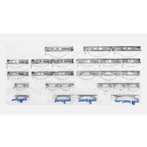Flaschen-Wandhalterung 140 Ø 10 l, galvanisch verzinkt, Flaschenbügel sind auf eine U-Schiene geschweißt ~ Flaschenwagen