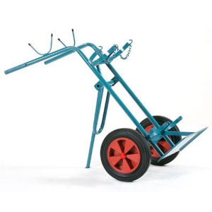 Chariot pour bouteilles en acier F2 pour 2 bouteilles en acier 40-50 litres/210-230 Ø, avec béquille de rangement dépliable | Chariot à bouteilles