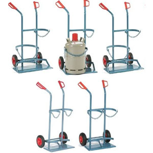Steel cylinder trolley F7 / 2 Handle for 2 steel cylinders with pneumatic wheels 210 x 65 Ø without tool box ~ Bottle trolley
