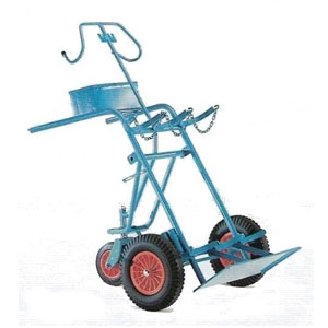 Stahlflaschenwagen F 3/3 für 3 Stahlflaschen, Stahlrohrkonstruktion für 3 Stahlflaschen 40l (50l) ~ Flaschenwagen