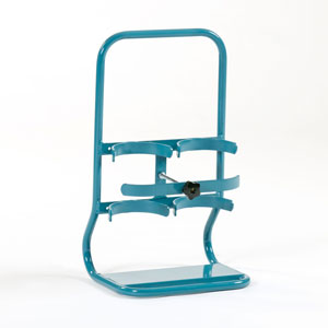Bottle carrier for 2 steel bottles 5 l / 140 Ø, stable construction with large carrying handle. Central clamping bracket ~ Bottle trolley