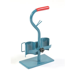 Cylinder carrier for 2 litres of oxygen and 425 g of propane, stable construction. With hose and burner holder and clamping bracket ~ Bottle trolley