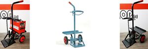 Steel cylinder trolley model F1 for one steel cylinder. Steel construction made of 1" tube for one steel bottle with holder ~ Bottle trolley