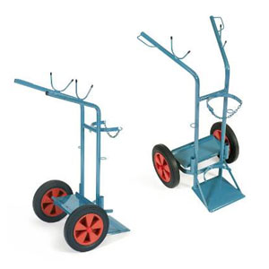Steel cylinder trolley F5, cylinder trolley with additional holder for TIG welder ~ Bottle trolley
