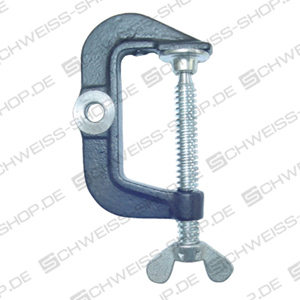 Bessey C-shape pole welding clamps, malleable cast iron shackle, black lacquered, spindle galvanised ~ Ground + electrode h.