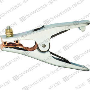 Quick-action earth terminal Quieck, rod. Design, with very strong spring, pole connection by copper braiding ~ Ground + electrode h.