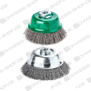 Cup brush, 80 mm diameter, with thread M 14, wire thickness 0.30 - 0.35 mm, max. 8500 RPM, brass wire | Wire brushes