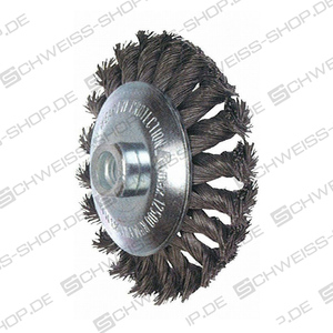Zopf - cone brush, Ø 100 mm, with thread M 14, wire thickness 0.50 mm, max. 12500 UPM, stainless steel wire ~ Wire brushes