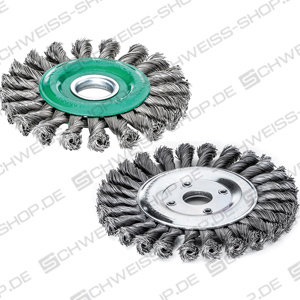 Tresse - brosse ronde, Ø 115 mm, épaisseur de fil 0,50 mm, avec trou 22,2 mm, max. 12500 tr/min, largeur de travail 14 mm ~ Brosses métalliques