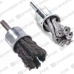 Brosse pinceau torsadée, Ø 19 mm, avec tige de 6 mm, épaisseur de fil 0,35 mm, longueur 72 mm, max. 20.000 tr/min ~ Brosses métalliques