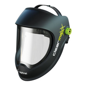 Optrel 1100.000 | Optrel clearmaxx face shield standard version black - grinding helmet, extra light with large lens, comfort headband | 1480ASO0031 Optrel clearmaxx face shield standard version black - grinding helmet, extra light with large lens, comfort headband | Optrel system