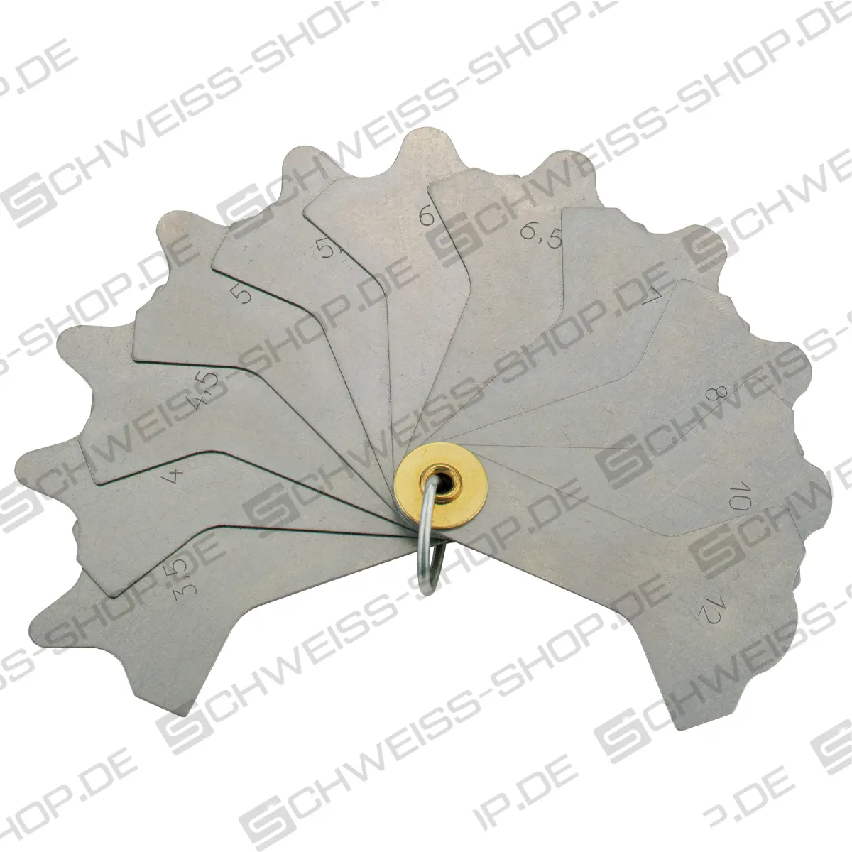 Schweißnahtlehre, fächerartig, mit 12 Blatt zum Messen der Schweißnaht an rechtwinklig geschweißten Ecken von 3 - 12 mm ~ Messtechnik