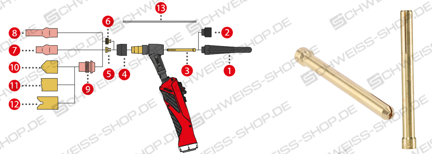 Fronius ~ Fronius TTB 220A / TTB 400A wear parts - clamping sleeves (1.0/ ø6.2 x 59 - 4.0/ ø6.2 x 59), (item 3 on the detailed view) ~ 1740THP0102 - Fig. may deviate Fronius TTB 220A / TTB 400A wear parts - clamping sleeves (1.0/ ø6.2 x 59 - 4.0/ ø6.2 x 59), (item 3 on the detailed view) ~ THP 220i / TTB 220