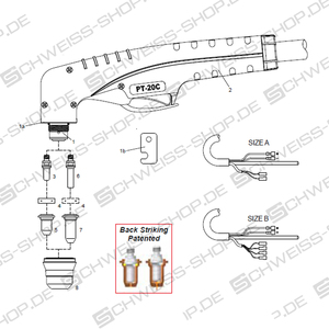 Handbrenner, 4 m Anschluss A coaxial cable, passend für WTL/ Cemont/ Helvi/ Sincosald/ CEA - PT20C ~ PT20C