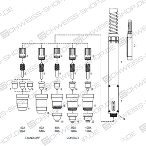 Machine torch, 6 m G1/4 coaxial cable, suitable for P+M / Helvi / Elettro CF / Weldcut - ST120 / STM120 | ST120 / STM120