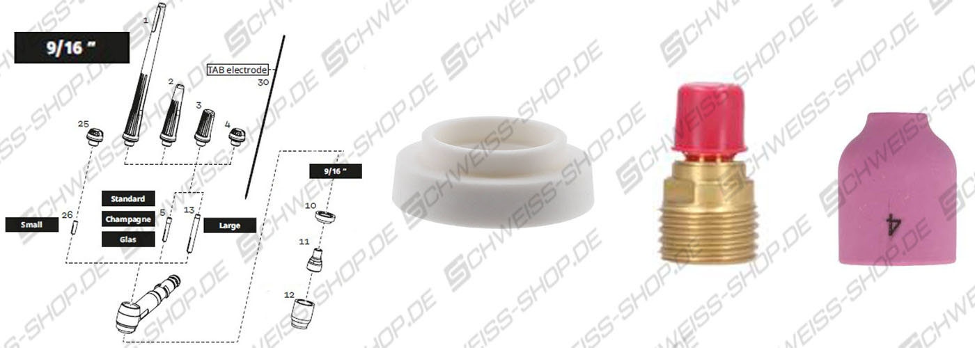 Fronius TTB 160P Verschleißteile Gaslinse ~ Fronius wear parts for TTB 160P - version gas lens 9/16" - head plate, gas lens, ceramic gas nozzle ~ 1850THP0076 - Fig. may deviate Fronius wear parts for TTB 160P - version gas lens 9/16" - head plate, gas lens, ceramic gas nozzle ~ THP 180 / TTB 160