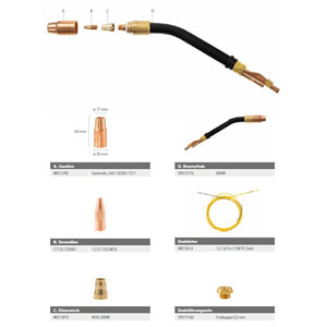Kemppi wear parts suitable for MIG/MAG welding torch GX605W5 ~ GX/GC Flexlite wear parts