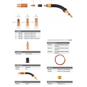 Kemppi wear parts suitable for MIG/MAG welding torches GX305GMN35, GX305GMN5 ~ GX/GC Flexlite wear parts