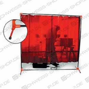 Rimag one-piece partition, fixed, without castors, simple steel construction, steel frame black/red, dimensions W 1980 mm x H 1950 mm ~ Partition wall