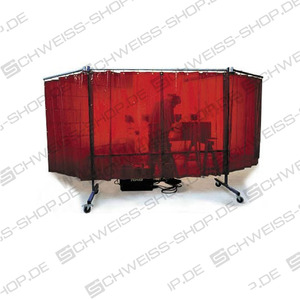 Three-part safety curtain movable partition with castors, dark green, with 2 swivel arms of 800 mm each ~ Partition wall