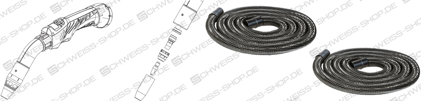 Fronius ~ Exento extraction burner, extraction nozzle, extraction hoses from the Y-piece of the extraction burner to the extraction unit ~ 2070ABE0026 - Fig. may deviate Exento extraction burner, extraction nozzle, extraction hoses from the Y-piece of the extraction burner to the extraction unit ~ Exento extraction burner