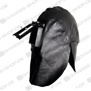 Rimag Schweißer-Lederhaube, aus weichem, schwarzem Leder, hinten offen, stufenlos verstellbares Kopfband | Gesichtsschutz
