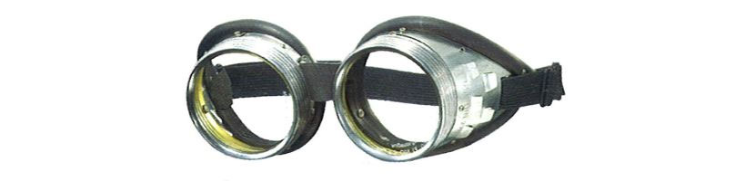 238SBN0006: Rimag Schraubringbrille, aus vernickeltem Eisenblech, mit Schlauchgummipolster, leichter Glasaustausch durch Schraubringe, Glasgröße Ø 50 mm