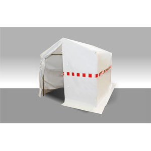 Arbeitszelt aus beidseitig PVC- beschichtetes PSE-Gewebe ca 600g/m², verrottungsfest B1DIN4102 Farbe: weiss/transluzent ~ Zelte + Schirme