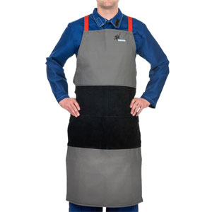 Weldas Apron 38-44.. Arc Knight, 520 gr./m2 fire resistant cotton for heavy work with black split cowhide reinforcements ~ Miscellaneous