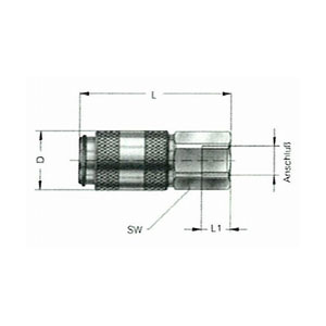 Locking coupling - female thread, brass, low-pressure series 20, nominal width 2.7 ~ Nominal diameter 2.7