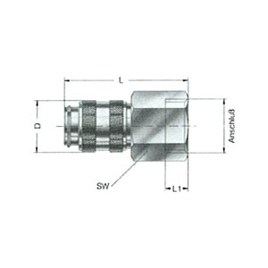 Locking coupling - female thread, brass Low pressure series 21, nominal width 5 ~ Nominal diameter 5.0