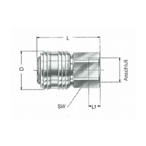 Locking coupling - female thread, brass, low-pressure series 26, nominal width 7.2 ~ Nominal diameter 7.2