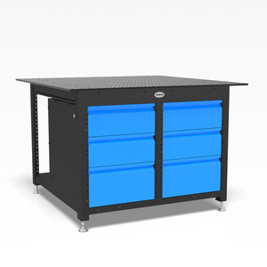 Work table Siegmund Workstation 1212 closed incl. 6 drawers (L x W x H) 1200mm x 1200mm x 850mm | Welding tables 16s