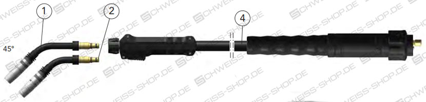 Gun head 45°, welding gun gas-cooled MIG/MAG "DIX MPW 2-300" | MDW 300 (up to 300A)