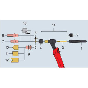 Fronius Gasdüse keramisch ø6,4/ø20,8x63 (Pos. 8 auf der Detailansicht) | Verschleißteile TTG2200A